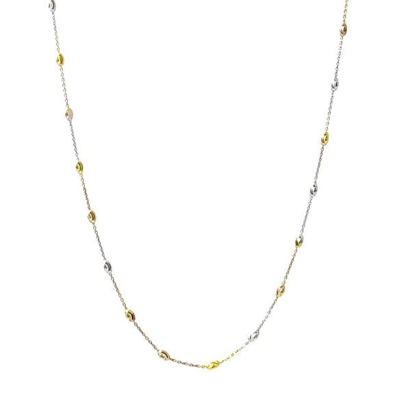 Italian Sterling Tri-Color Beaded 18