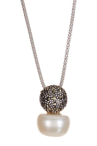 SS 925 Marcasite & Pearl Pendant With Chain