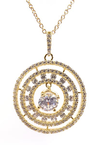 18K Gold Vermeil White CZ Circle Pendant Necklace