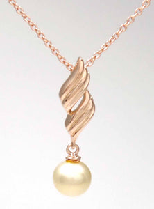 SS 925 Rose Gold Vermeil Fresh Water Round Pearl Pendant Necklace