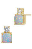 18KT Gold Plated Simulated Gemstone and CZ Birthstone Earrings