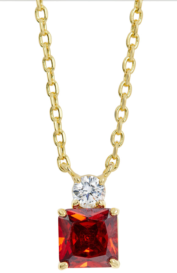 18KT Gold Plated Simulated Gemstone and CZ Birthstone Necklace