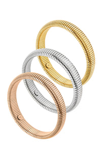 Cleopatra Stainless Steel or Stainless Steel with 18k-Gold Plate Bangle Three Color Bracelets Set