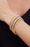 Cleopatra Stainless Steel or Stainless Steel with 18k-Gold Plate Bangle Three Color Bracelets Set