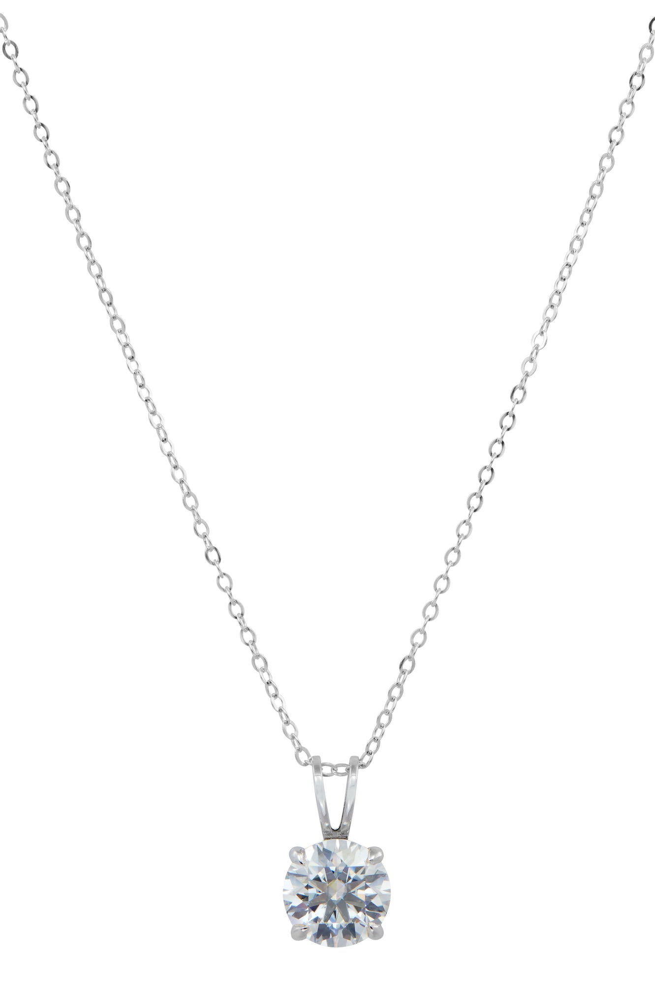 10K Solid White Gold 1 Carat TW Moissanite Solitaire Pendant with