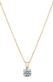 10K Solid Yellow Gold 1 Carat TW Moissanite Solitaire Pendant with Chain