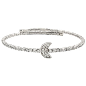 SS 925 White CZ Moon Bangle Bracelet