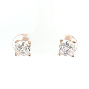 Rose Gold CZ Clear Stud Earrings