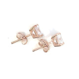 Rose Gold CZ Clear Stud Earrings