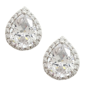 SS 925 White CZ Teardrop Earrings