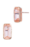 SS 925 Rosetone Morganite Glass Rect Earrings