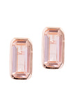 SS 925 Rosetone Morganite Glass Rect Earrings