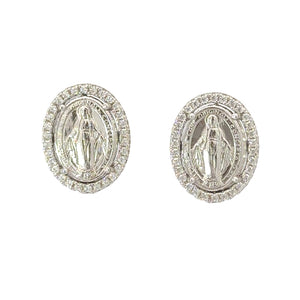 SS 925 White CZ Saint Stud Earrings