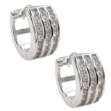 SS 925 Rhodium White CZ Huggie Earrings