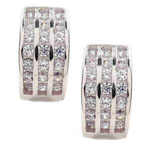 SS 925 Rhodium White CZ Huggie Earrings