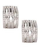 SS 925 Rhodium White CZ Omega Clip Back Hoop Earrings