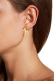 18K Gold Vermeil 2.5g CZ Cross Huggie Earrings
