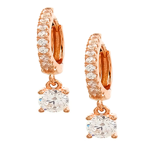 18K Rose Gold Vermeil White CZ Earrings