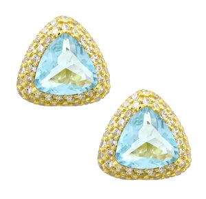 18K Gold Vermeil Blue Topaz Stud Earrings