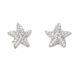 SS 925 White CZ Starfish Stud Earrings