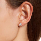 SS 925 White CZ Starfish Stud Earrings