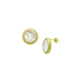18K Gold Vermeil Circle MOP Stud Earrings