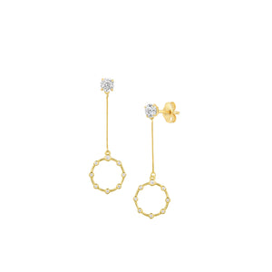 18K Gold Vermeil Long Drop Open Circle Earrings