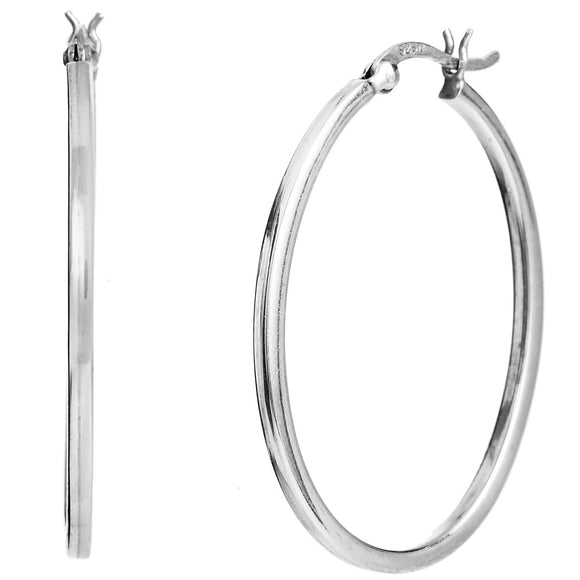 SS 925 Oval Polished Tube Hoop Earrings