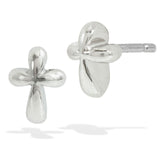 18K White Gold Micro Cross Earrings