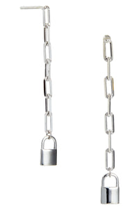 Sterling Silver Lock Drop Earrings