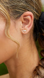 18K Gold Vermeil Small Leaf Stud CZ Earrings