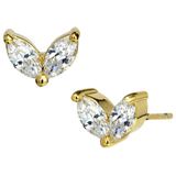 18K Gold Vermeil Small Leaf Stud CZ Earrings