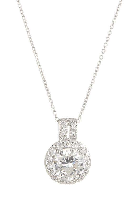 SS White CZ Pendant With Chain