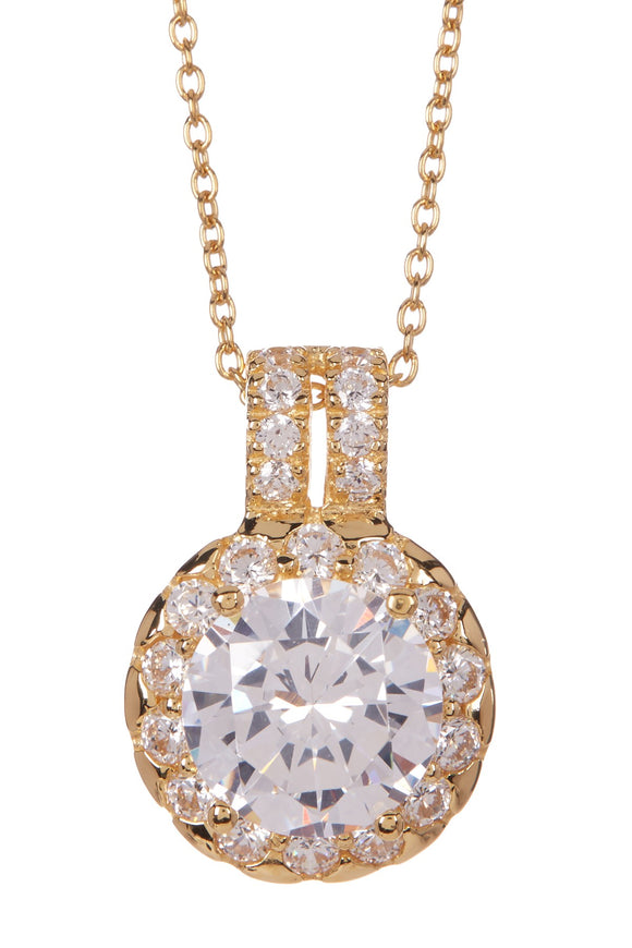 Gold Plated Pave Pendant With Chain