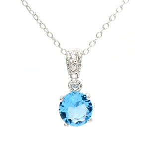 SS 925 Aqua Marine Pendant With Chain