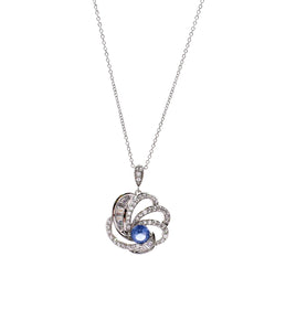 SS 925 Tanzanite & White CZ Pendant Necklace