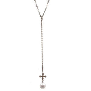 Sterling Silver Swarovski Pearl & CZ Pendant