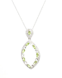 SS 4.36ctw Peridot & Green Amethyst With White CZ's Pendant Necklace