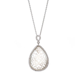 SS 925 Mother Of Pearl Pendant With White CZ