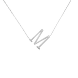 Rhodium Statement Inital Letter Necklace - Multiple Options