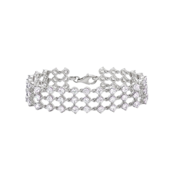 3 Row Sterling Silver CZ Tennis Bracelet