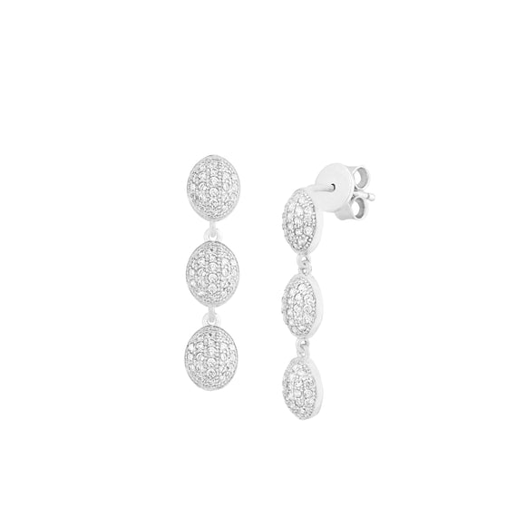 Triple CZ Oval Cluster Dangle Studs